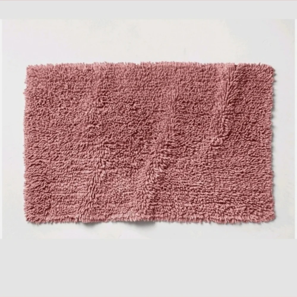 Casaluna NWT Melange Luxe Cotton Contrast Two-Toned Looped Bath Rug In Rose